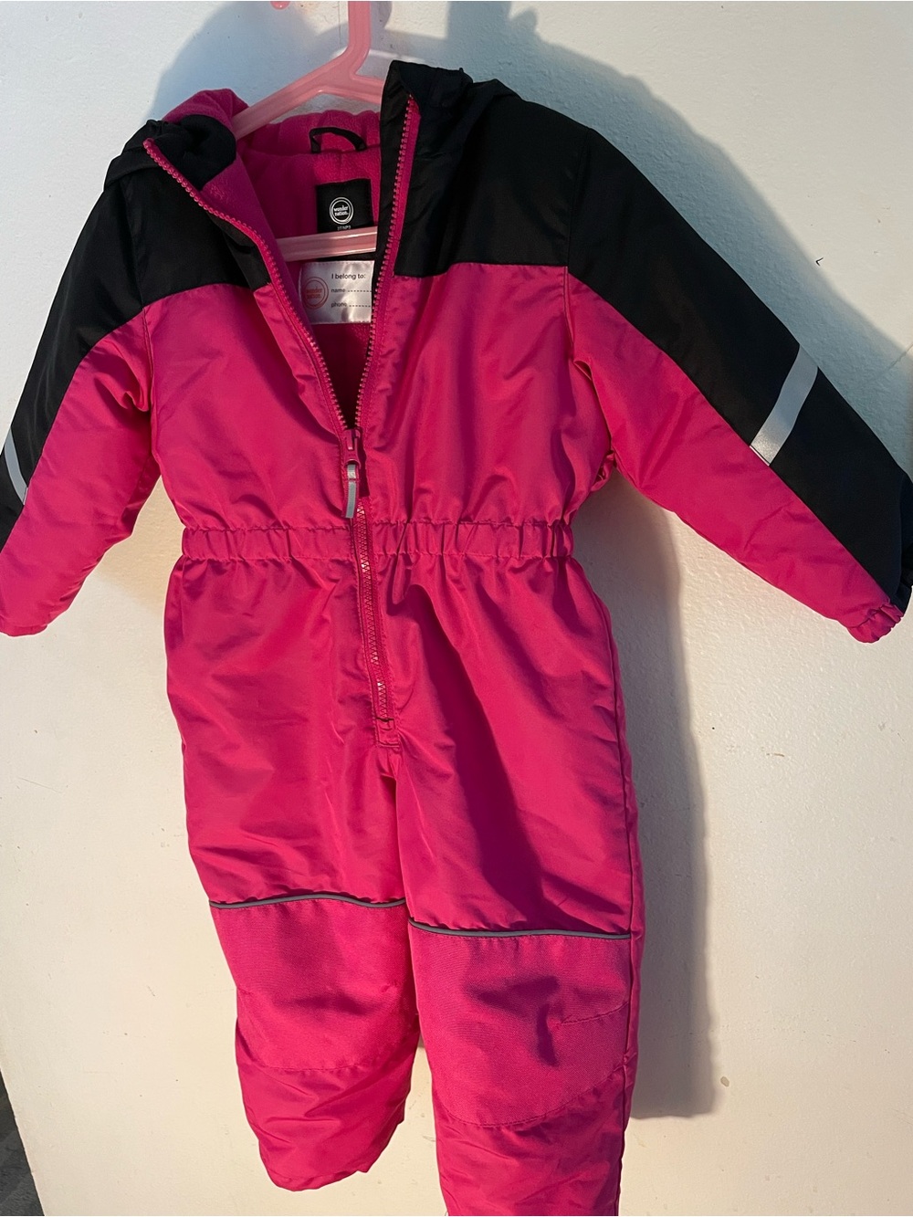 wonder nation Hot Pink and Black Insulated Kids One-Piece Snow Suit